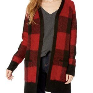 Lucky Brand Red and Black Plaid Sweater
